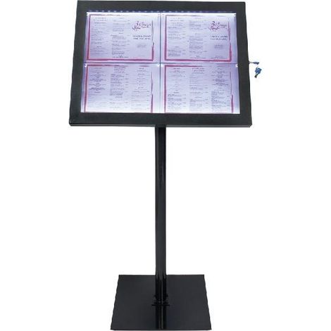 Présentoir Menus Professionnel Eclairé LED Noir 1,20 m - Securit (1/5)