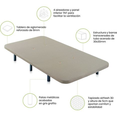 Base tapizada Air 3D Beige 105x200