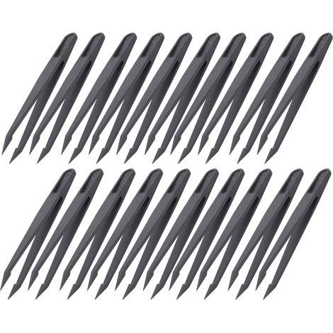 Pincette Antistatique Lot de 20 en Fibre de Carbone pour Réparation Électronique, Montre, Téléphone et Circuit Imprimé - Outil de Précision 93302 (1/5)
