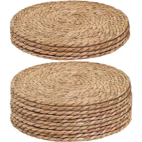 6-teiliges Set runder gewebter Platzsets aus Naturmaterial 30 cm große Rattan-Platzsets Untersetzer hitzebeständig geflochtene Platzsets im (1/5)