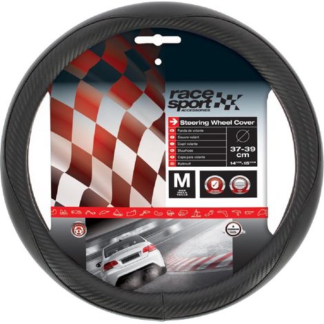 Couvre volant M 37-39cm - Noir carbone Surpiqure noire - RaceSport