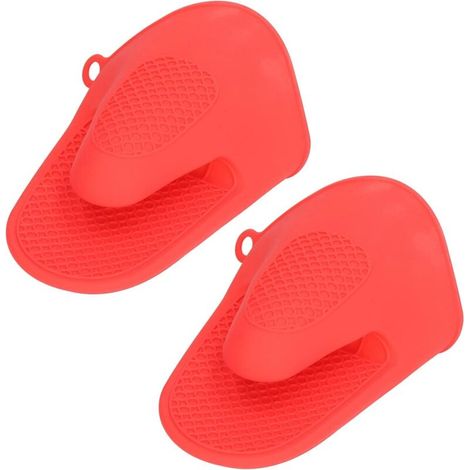 Lot de 2 Gants de Cuisine en Silicone, Résistant à Chaleur Anti-brûlure, Accessoire Cuisine pour Outil de Cuisson Au Barbecue(Rouge) (1/4)