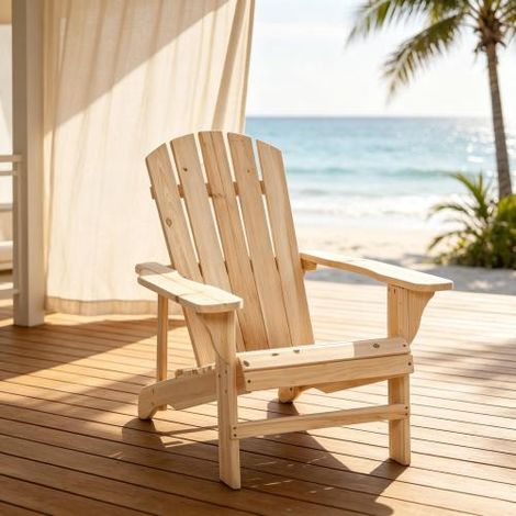 Chaise de jardin traditionnelle au design distinctif, chaise de jardin Adirondack classique, chaise de détente polyvalente pour l'extérieur – 1 pièce (1/5)