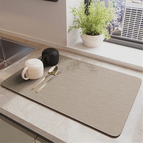1 Tapis égouttoir, 40x50cm, silicone antidérapant, terre de diatomées, absorption rapide, cuisine évier (1/5)