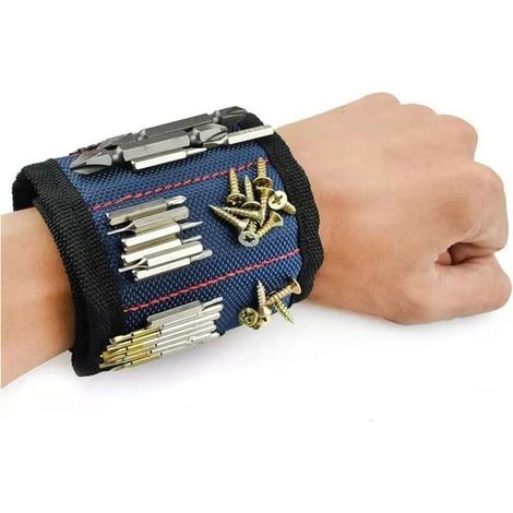 Bracelet magnétique, bleu, 3310cm, 1 pièce, dos adhésif, Velcro, outils de quincaillerie, tournevis, tournevis, bracelet magnétique. (1/5)