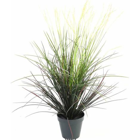Graminée artificielle en pot et ses fleurs crème pour extérieur H 80 cm