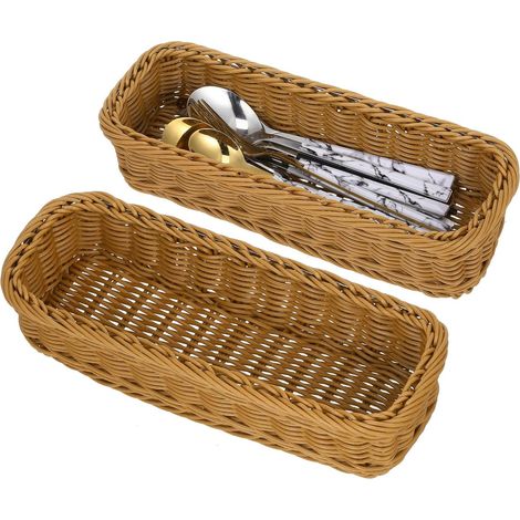 Range-Couverts Osier 2 Paniers De Rangement 11.81 X 4.33 X 2.76 in Panier Cuisine Rangement Pour Couverts Assaisonnements Et Articles Divers Pour Comptoir De Cuisine Et Bureau (1/5)