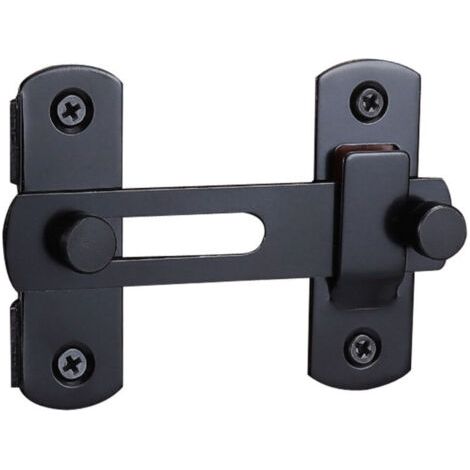 Lot de 2 verrous de porte de grange, coulissants à 180 degrés, pour porte de grange, porte coulissante, chatière, garage, salle de bain, fenêtre, extérieur (noir) (1/4)