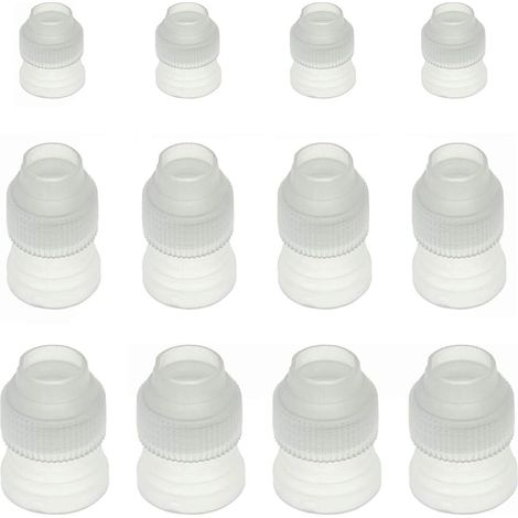 Adaptateur de décoration pour gâteaux,12 Pcs Plastique Gâteau décoration Outil Adaptateur Blanc coupleurs adaptateur pour décoration Standard Coupler Décoration De Gâteau petit moyen grand (1/5)