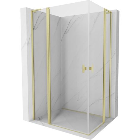 Mexen Mist L Duo cabina doccia a battente 120 x 95 cm, trasparente, oro spazzolato - 8A4L-120-095-55-00 (1/5)