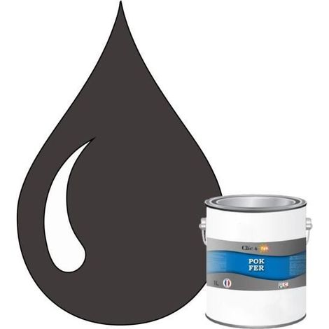 Peinture - POK - Fer Antirouille - Glycérophtalique - 1L - Brun gris - Brillant (1/4)
