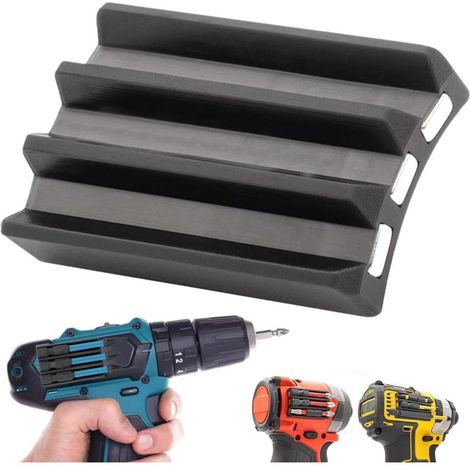 Magnetischer Bohrerhalter, universelle magnetische Schraubendreher-Bithalterhülse – leistungsstarker Schlagbohrmagnet, hält 3 Bits an der Seite des Bohrers, MUMU (1/4)
