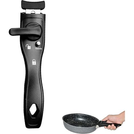 Universal Saucepan Handle, Ergonomic Anti-Scald Handle, Removable Anti-Scald Handle, for Cookware, Wok Pan, Saucepan (Black) (1/5)