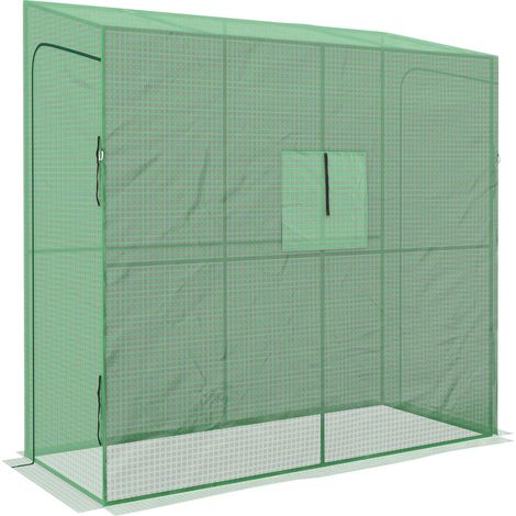Invernadero de película, invernadero, invernadero de dos puertas, casa de tomate a prueba de viento con ventana lateral, protección UV para jardín, PE, verde