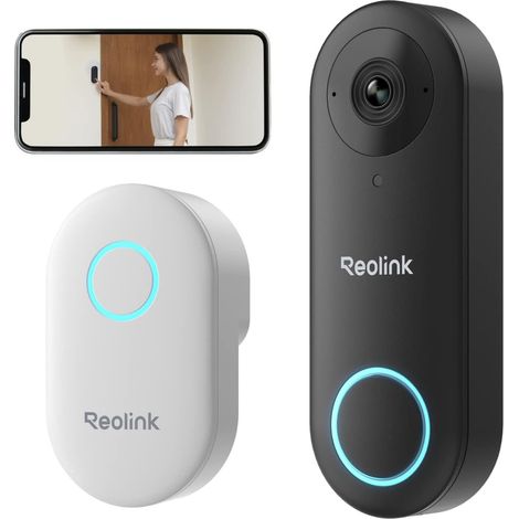 Reolink – Visiophone vidéo WiFi 2,4/5 GHz avec chime – Caméra 2K 5MP – Détection humaine – Grand angle 180° – Étanche – Alertes personnalisées