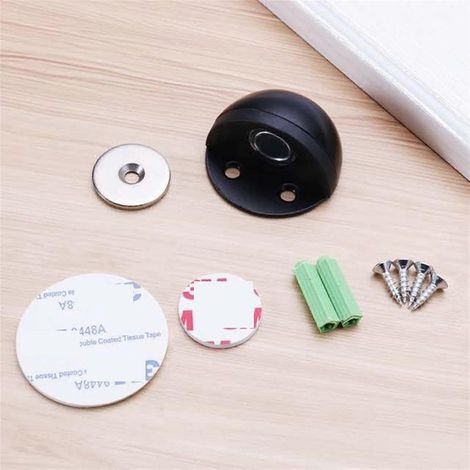 Magnetischer Türstopper ohne Bohren, doppelte Verriegelung, schwarzer Edelstahl-Wandschutz, 1 Stück (1/5)