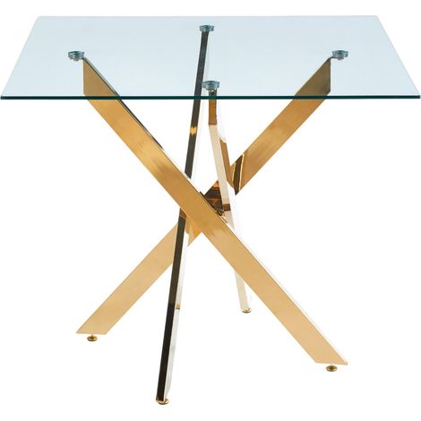 Ensemble repas 5 pièces 1 table et 4 chaises velours avec pieds dorés (1/5)
