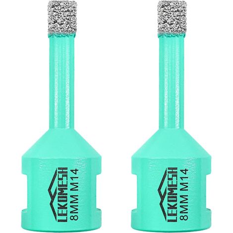 Forets Diamant Carrelage 2pc-8MM - Trépan Diamant Pour porcelaine Céramique Tuiles Marbre Granit Pierre Quartz Brasage Sous Vide Forets diamantés Filetage M14 pour Meuleuse D'angle (1/5)