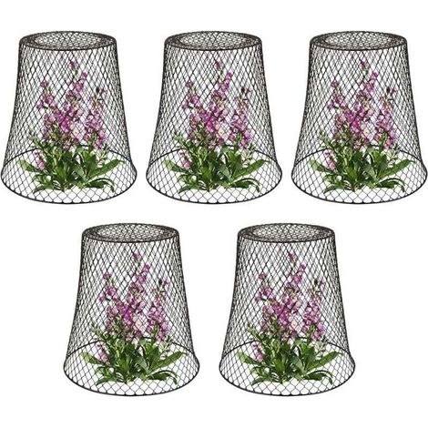 Tuteur pour végétaux, Cloche de protection pour plantes en métal - Lot de 5, Noir