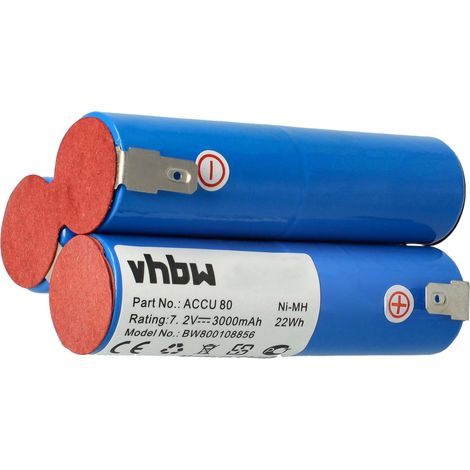 vhbw 1x Akku kompatibel mit Wolf Strauchschere BS80 Werkzeug (3000 mAh, NiMH, 7,2 V) - Ersatz für BS80