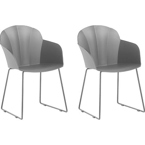 Set 2 Sedie da Pranzo in Materiale Sintetico Nero Gambe Metallo Nero Sylva