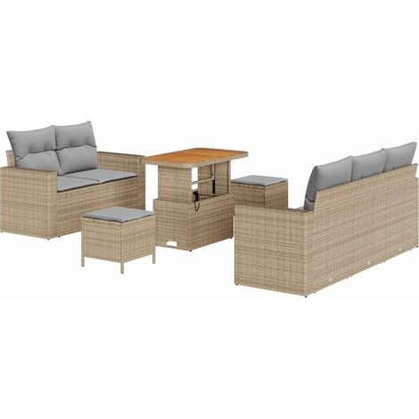 Maison Exclusive - Set Divano da Giardino con cuscino 8 pcs Beige polyrattan