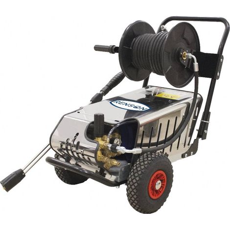 Renson – Nettoyeur haute pression électrique 200 bar – Débit 15 L/min – Moteur triphasé 5,5 kW – Flexible 20 m avec enrouleur (1/3)