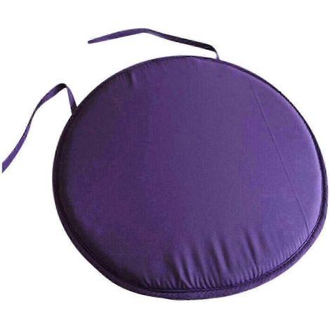 Coussins de chaise ronds (violets) pour intérieur et extérieur, avec attaches, pour chaises de salle à manger et chaises de jardin. (1/2)