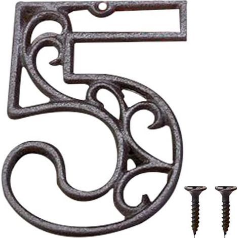 Métal Numéro de Maison en Fonte extérieur Moderne House Numbers Metal Sign Numéro de Porte Style rétro Numéro D'adresse Pour café, Bar, Restaurant (Numéro 5) (1/5)