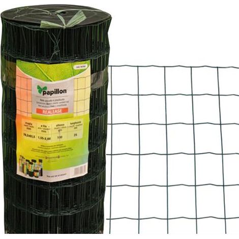 RETE Zincata finitura PVC PAPILLON elettrosaldata 76X63 H100 25MT PLASTICATA SGS (1/3)