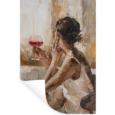 ADHESIVO DE PARED Pintura al óleo - Mujer - Vino 40x60 (1/5)