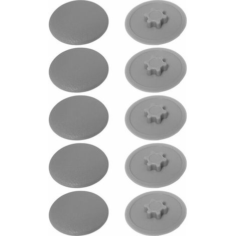 10x Cache vis plastique Torx T20 12mm gris capuchon plat protection - Grey (1/2)