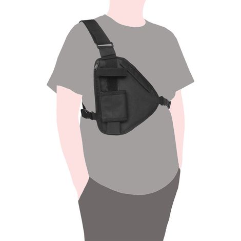 Sacoche pour talkie-walkie, 26 x 17 cm, pochette pour radio bidirectionnelle portable, gilet/sacoche de poitrine, noire avec bandoulière réglable-AquaForge (1/5)