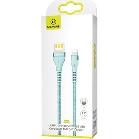 Cavo Lightning intrecciato Usams U33 1,2 m 2 A per ricarica rapida, blu/ciano SJ360USB02 (US-SJ360) (1/5)
