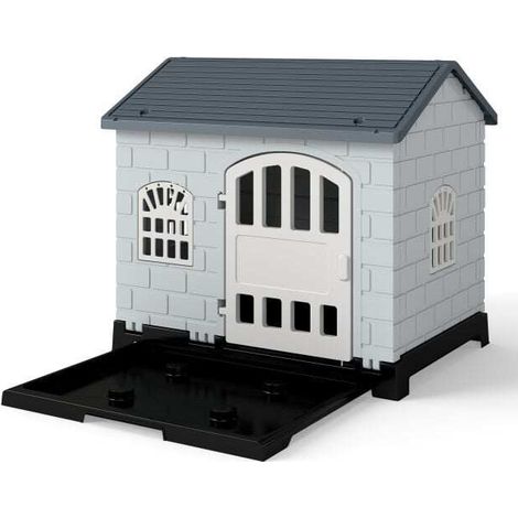 Niche extérieure grise en PP avec porte verrouillable, 3 fenêtres et sol amovible pour jardin, terrasse et plein air (1/5)