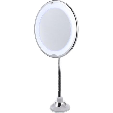 10x Magnifying Makeup Mirror with Suction Cup, 360° Swivel, Integrated LED Lighting, Compact Tabletop Mirror for Bathroom and Personal Care (1/5)
