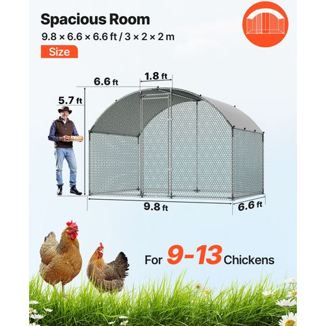 Grand Enclos Poulailler en Métal 3x2x2 m, Parc Grillagé pour Poules avec Toit Arrondi, Bâche en PE, Grande Porte avec Loquet, Poula… (1/5)