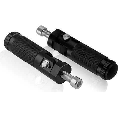 Repose-pieds moto en aluminium noir - Ajustement universel - Serrure 8 mm - 1 paire (1/5)