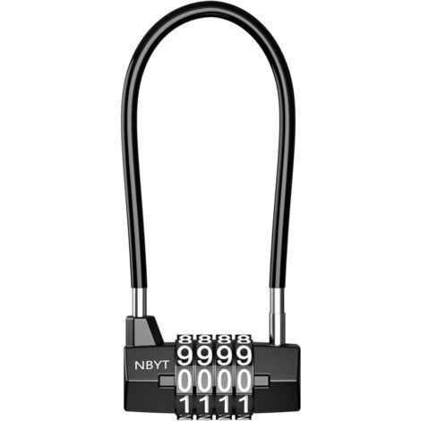 Cadenas à combinaison - Cadenas à anse longue - Serrure à combinaison à 4 chiffres - Petit numéro cadenas code - Résistant aux intempéries - Cadenas de câble de bagage pour gymnase et garage