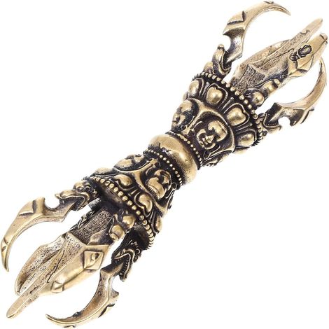 Figurine Décorative en Laiton Doré Vajra Pilon Tibétain pour Décoration de Bureau à Domicile, Ornement Élégant et Pratique Style Unique (1/5)