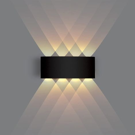 Quadratische dekorative Wandleuchte aus Aluminium, 110-220 V, für Wohnzimmer, Treppenhaus, 8 W LED - schwarz (Netzkabel erforderlich)