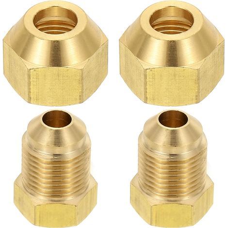 2pcs Raccords de Tube en Laiton, Femelle 1/2" x Mâle 5/8", Apdateur d'Accouplement à 45 Degrés avec Écrou Bride, Raccord Tuyau HVAC Climatisation Plomberie Gaz - 1/4" Flare Female 3/8" Male (1/5)