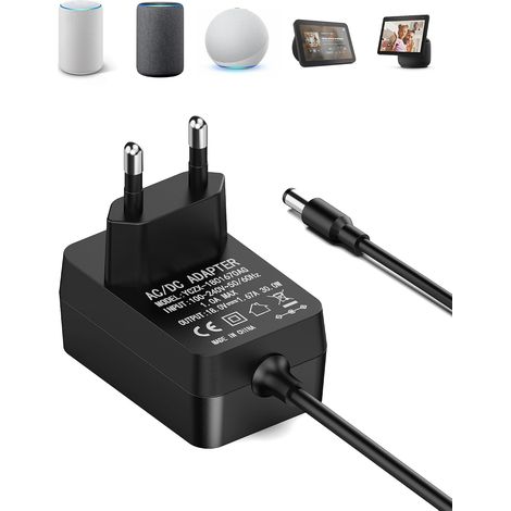 Chargeur de remplacement 30 W pour Echo 3e/4e génération, Echo Show 8/10/15 et Echo Plus 2e génération - Adaptateur secteur avec câble de 1,5 m, noir - Compatible Alexa (1/5)
