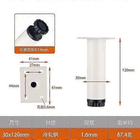 Pieds de meubles réglables pour canapés et armoires, avec pieds de support TV en fibre de polyester, dimensions 30120 mm. (1/5)