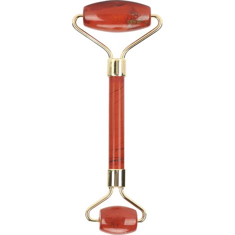 Rouleau de massage facial en pierre de jade rouge avec flacon d'huile essentielle pour le drainage lymphatique et l'élimination des rides (1/5)