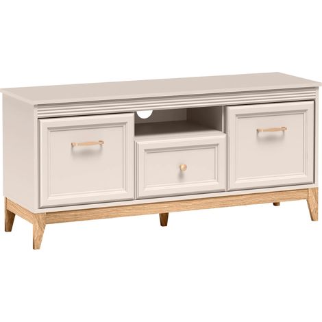 AX LIVING TV Lowboard Nymphen Cashmere 1 Schublade 2 Türen MDF Eiche Beine