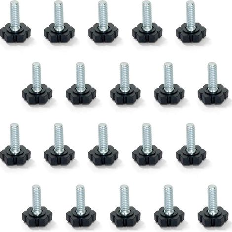 Nivellierfüße für Möbel, M6 x 20 mm Gewinde, 20 Stück, Schwarz/Silber (1/5)