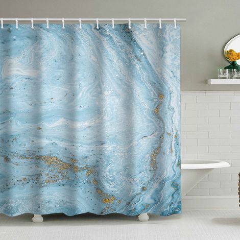 Duschvorhang mit Marmormuster (180 x 180 cm), bedruckter, wasserdichter Stoffduschvorhang, Duschvorhang aus Polyester mit geometrischem Muster, inklusive 12 Haken.