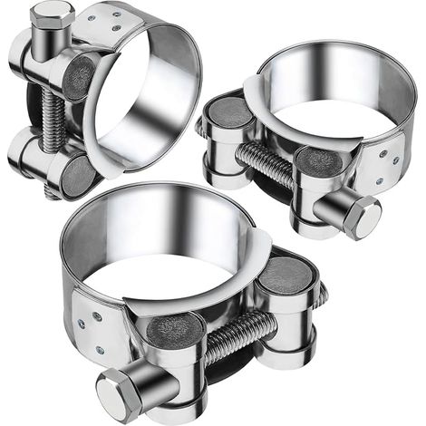 Collier Echappement 52-55mm Collier Echappement Moto Collier de Serrage Inox D'échappement Pinces Turbo Manchon Echappement Tuyaux Gaines Ventilation Tuyaux D'échappement (1/3)