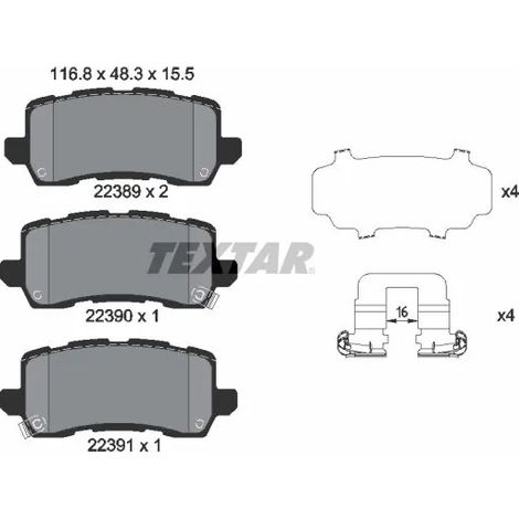 Kit de plaquettes de frein, frein à disque Textar 2238901 ACURA 43022THRA51